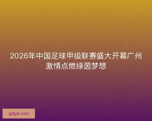 2026年中国足球甲级联赛盛大开幕广州激情点燃绿茵梦想